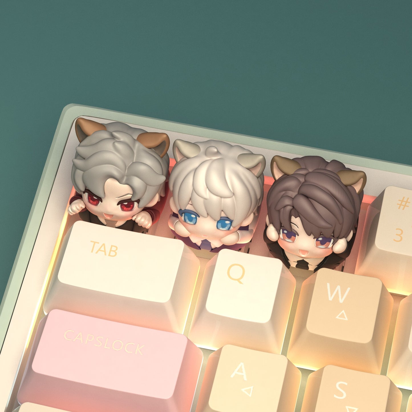 Love and Deepspace 3D Chibi Keycaps – Peek-a-Boo Edition