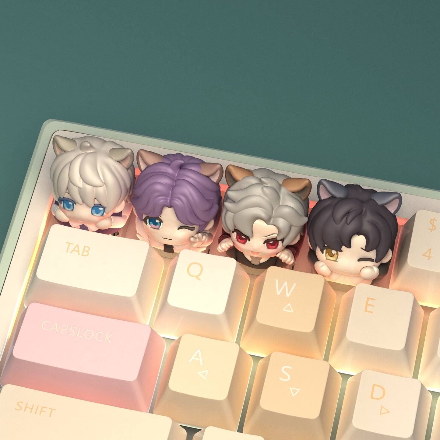 Love and Deepspace 3D Chibi Keycaps – Peek-a-Boo Edition