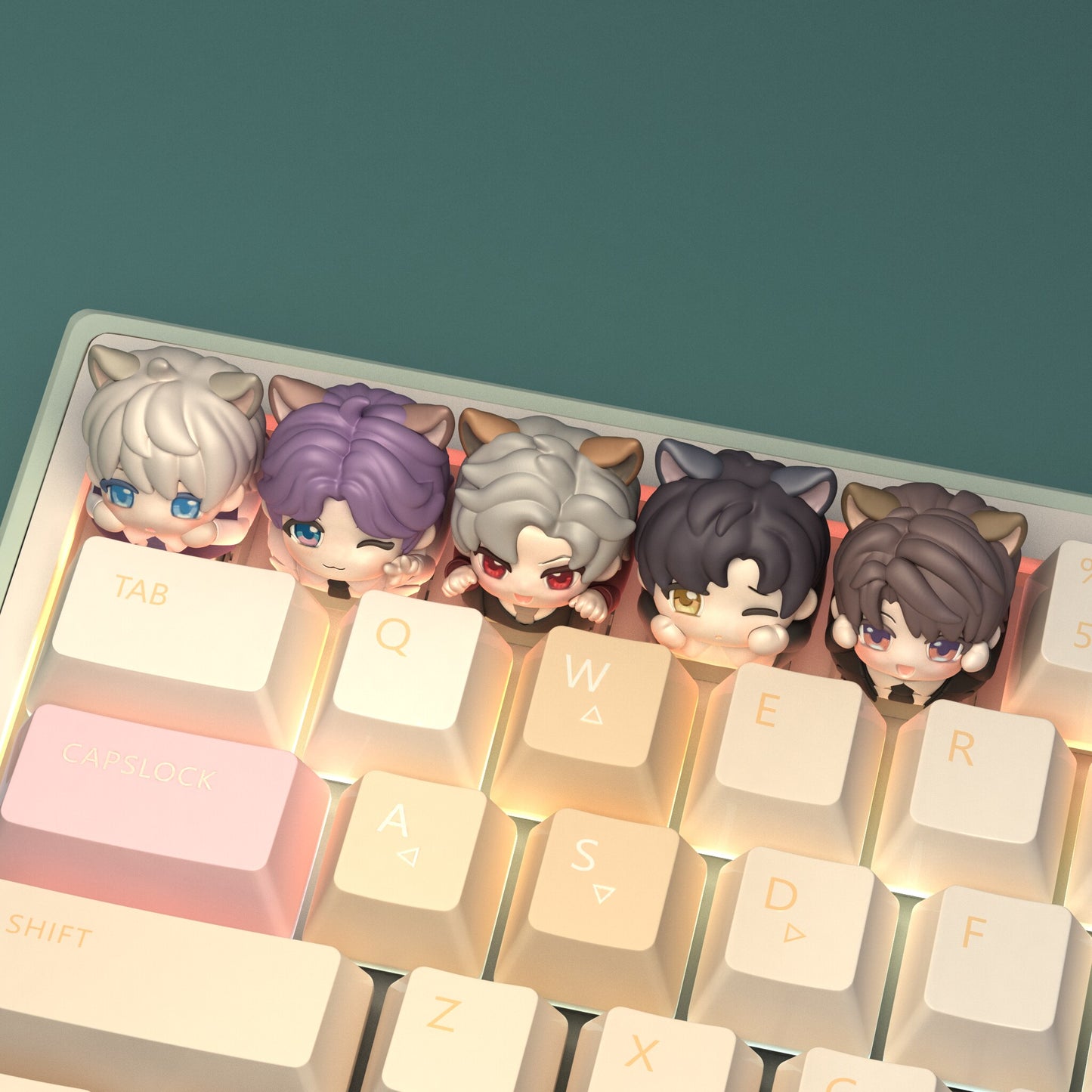 Love and Deepspace 3D Chibi Keycaps – Peek-a-Boo Edition